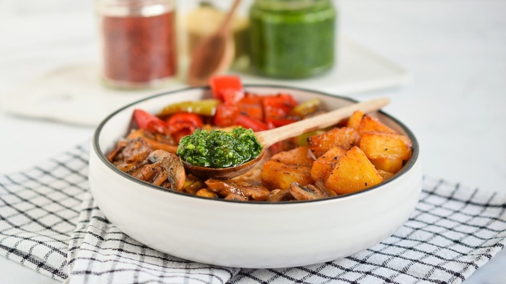 Amazing Mushroom Bowls with Kale Pesto